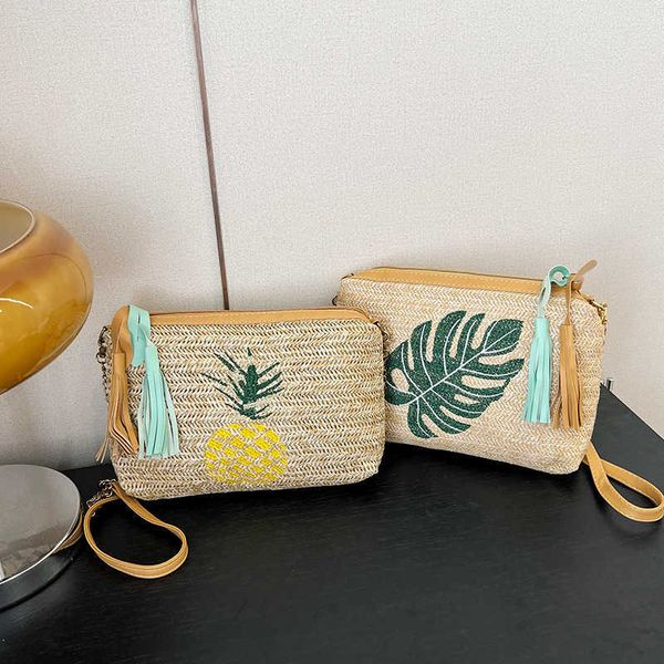 summer straw woven bag pineapple tassel woven bag new small fresh crossbody bag seaside vacation beach bag