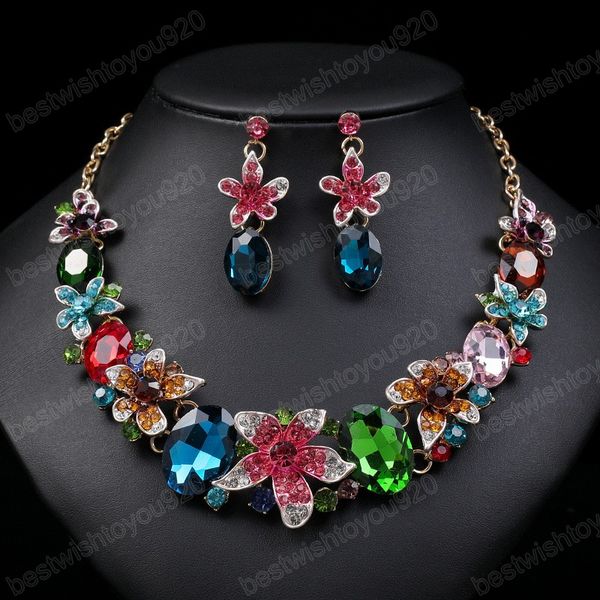 colorful crystal flower bridal jewelry sets for women choker necklace stud earrings set wedding bride costume jewelry set, Silver
colorful crystal flower bridal jewelry sets for women choker necklace stud earrings set wedding bride costume jewelry set, Silver