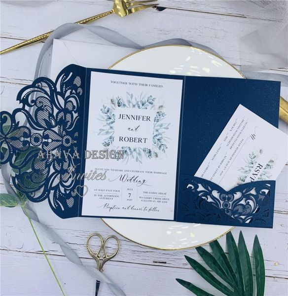 gorgeous customizable navy laser cut wedding invitation with belly band and tag respond card and envelope5663361, Black
gorgeous customizable navy laser cut wedding invitation with belly band and tag respond card and envelope5663361, Black