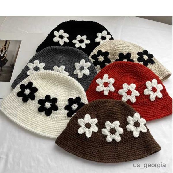 caps sweet cute hand knitted flower bucket hat female design spring and autumn flower wool basin hat women bucket hat r230628, Blue;gray
caps sweet cute hand knitted flower bucket hat female design spring and autumn flower wool basin hat women bucket hat r230628, Blue;gray
