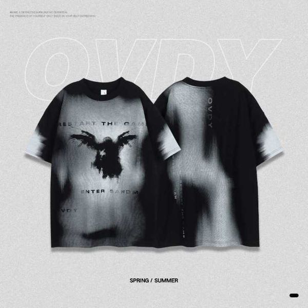 wxwovdy 23ss high street fashion brand t-shirt small neckline tie dyed personalized oversize round neck short sleeve, White;black
wxwovdy 23ss high street fashion brand t-shirt small neckline tie dyed personalized oversize round neck short sleeve, White;black