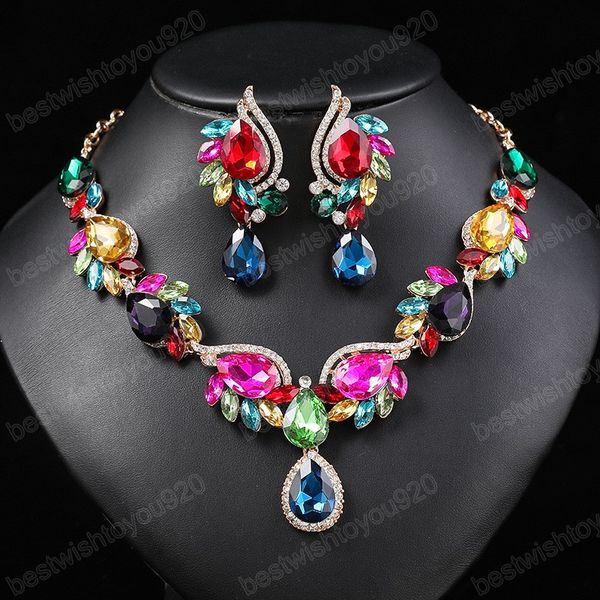 fashion crystal water drop bridal jewelry sets colorful rhinestone choker necklace earrings wedding african beads jewelry, Silver
fashion crystal water drop bridal jewelry sets colorful rhinestone choker necklace earrings wedding african beads jewelry, Silver