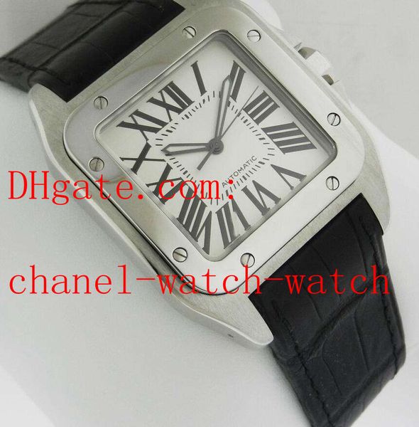 stainless steel xl mens watch black leather strap automatic mechanical men's sport wristwatches, Slivery;brown
stainless steel xl mens watch black leather strap automatic mechanical men's sport wristwatches, Slivery;brown