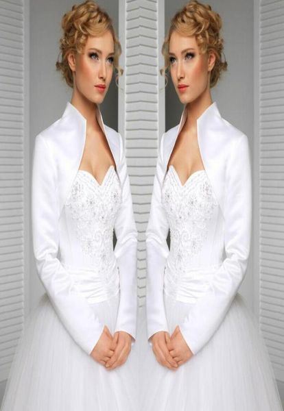 real custom made size and color wedding jacket satin long sleeves high collar bride accessories bridal bolero shrug wraps sh1413907, White
real custom made size and color wedding jacket satin long sleeves high collar bride accessories bridal bolero shrug wraps sh1413907, White