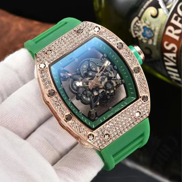 luxury watch 3 pins new men's diamond quartz watch stainless steel case watch candy color rubber watch band, Slivery;brown
luxury watch 3 pins new men's diamond quartz watch stainless steel case watch candy color rubber watch band, Slivery;brown