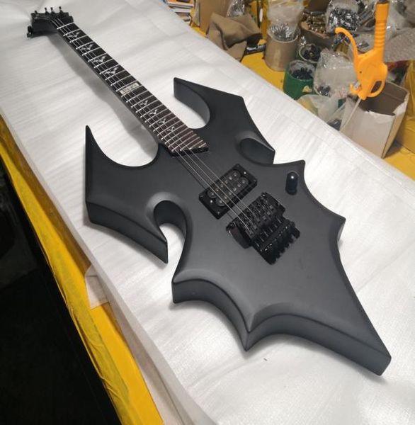 irregular matte black electric guitar floyd rose tremolo h pickups black hardwarebat inlay bat mosaic 27 frets5100084
irregular matte black electric guitar floyd rose tremolo h pickups black hardwarebat inlay bat mosaic 27 frets5100084