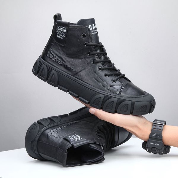 dress shoes high men's shoes winter leather british style martin boots korean casual board work 230628, Black
dress shoes high men's shoes winter leather british style martin boots korean casual board work 230628, Black