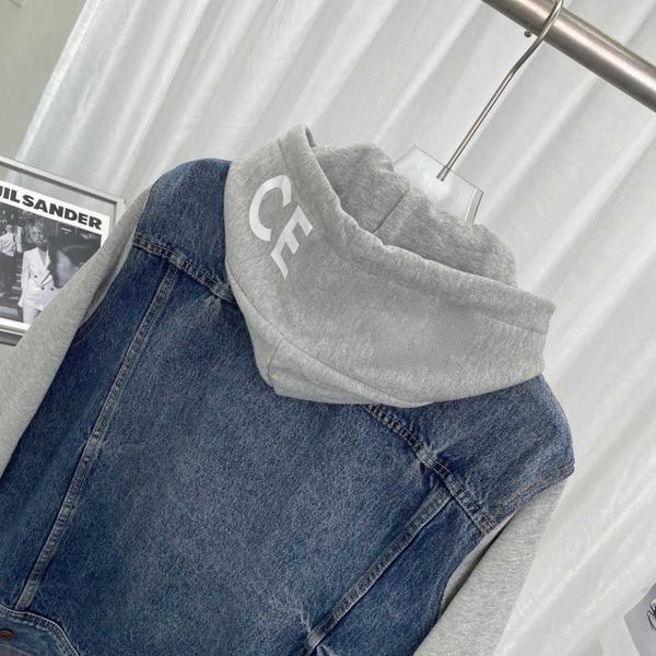 designer ce jacket mens autumn and winter washed denim jackets splicing contrast sweater couples hoodie, Black;brown
designer ce jacket mens autumn and winter washed denim jackets splicing contrast sweater couples hoodie, Black;brown