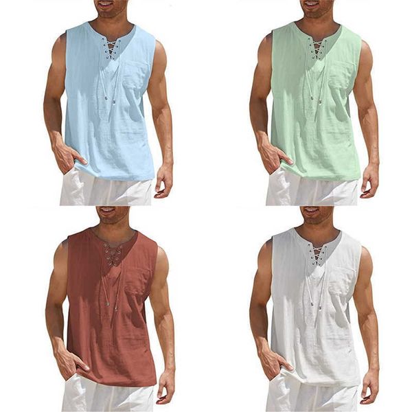 men tank fashion mens summe tank cotton linen casual sleeveless loose lace up v-neck pocket tees shirts male streetwear, White;black
men tank fashion mens summe tank cotton linen casual sleeveless loose lace up v-neck pocket tees shirts male streetwear, White;black