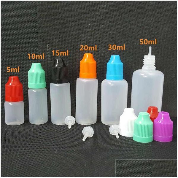 Image of Other Accessories Plastic Bottles 5Ml 10Ml 15Ml 20Ml 30Ml 50Ml Empty Pe Soft Needle Dropper With Childproof Caps For E Cig Liquid Oi Dhnv2