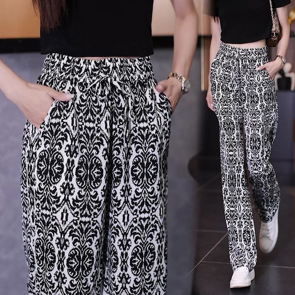 printed wide leg pants women's summer 2023 elastic high waist thin drop chiffon flower capris straight tube casual cool trousers, Black;white
printed wide leg pants women's summer 2023 elastic high waist thin drop chiffon flower capris straight tube casual cool trousers, Black;white