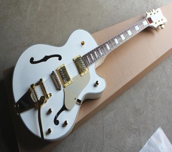 factory custom semihollow white body electric guitar with golden hardwarebig tremolo bridgecan be customized3486525
factory custom semihollow white body electric guitar with golden hardwarebig tremolo bridgecan be customized3486525