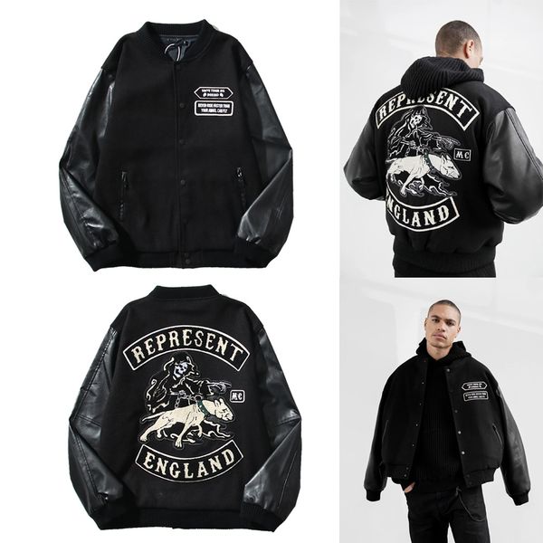 23ss black baseball jackets men designer jacket leather sleeve singel breasted mens coats autumn, Black;brown
23ss black baseball jackets men designer jacket leather sleeve singel breasted mens coats autumn, Black;brown