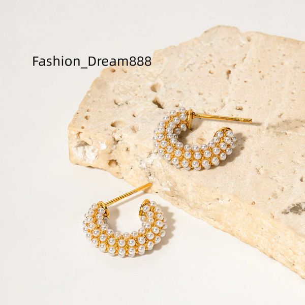 full pearl chunky hoop earring 18k pvd gold plated stainless steel beads surface pearl dainty c shape earring, Silver
full pearl chunky hoop earring 18k pvd gold plated stainless steel beads surface pearl dainty c shape earring, Silver