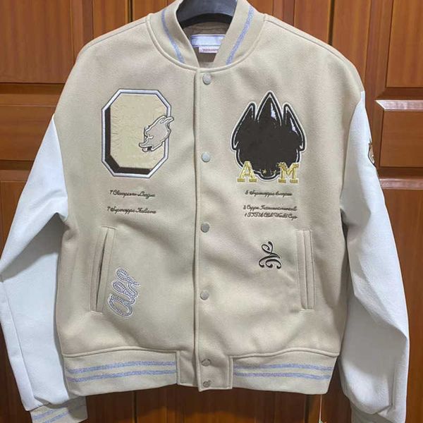 fall/winter offss brand white jacket fashion new hand-embroidered wool bomber coat men's and women's baseball coats, Black;brown
fall/winter offss brand white jacket fashion new hand-embroidered wool bomber coat men's and women's baseball coats, Black;brown