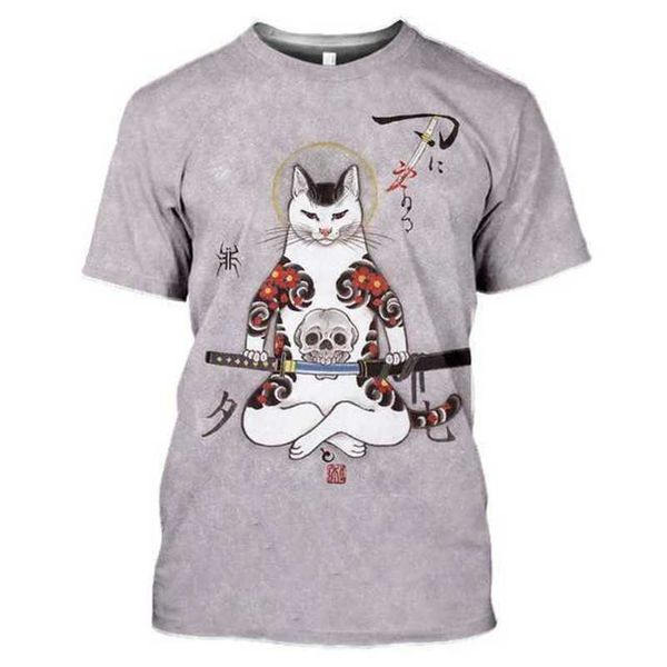 2022 summer new skull tattood cat 3d digital print short sleeve men's and women's t-shirt, White;black
2022 summer new skull tattood cat 3d digital print short sleeve men's and women's t-shirt, White;black