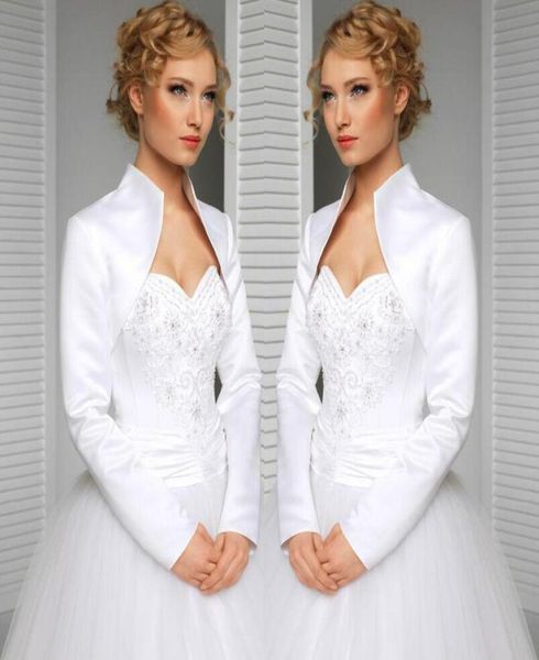 real custom made size and color wedding jacket satin long sleeves high collar bride accessories bridal bolero shrug wraps sh2989504, White
real custom made size and color wedding jacket satin long sleeves high collar bride accessories bridal bolero shrug wraps sh2989504, White