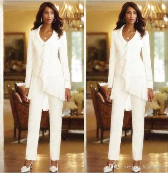 three pieces white ivory 2019 sheath elegant mothers pants trousers suits custom made ruffles chiffon mother of the bride gowns lo8084555, Black;red
three pieces white ivory 2019 sheath elegant mothers pants trousers suits custom made ruffles chiffon mother of the bride gowns lo8084555, Black;red