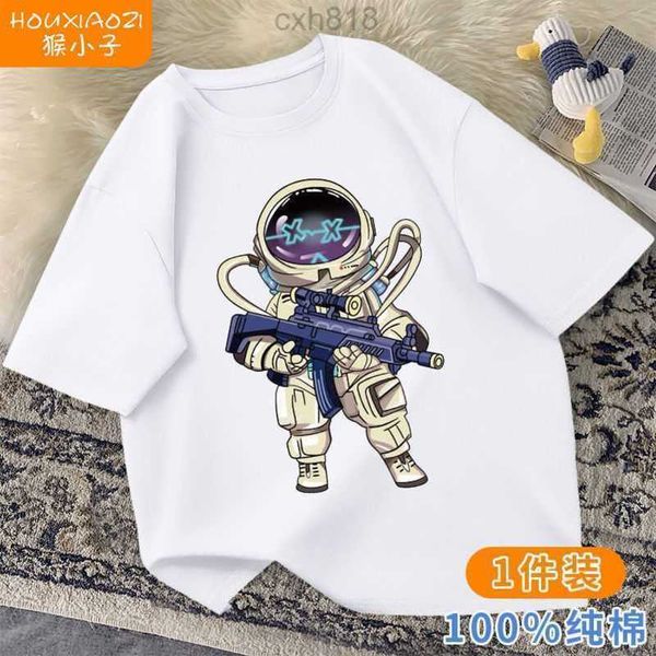 

astronaut boys' short sleeve t-shirt, pure cotton children's summer clothing, big boy 2022 summer boys' fashion, White;black