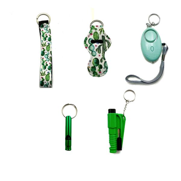 green new self-defensive five-piece key chain with lipstick bottle cover alarm whistle window breaker security keychain, Silver
green new self-defensive five-piece key chain with lipstick bottle cover alarm whistle window breaker security keychain, Silver