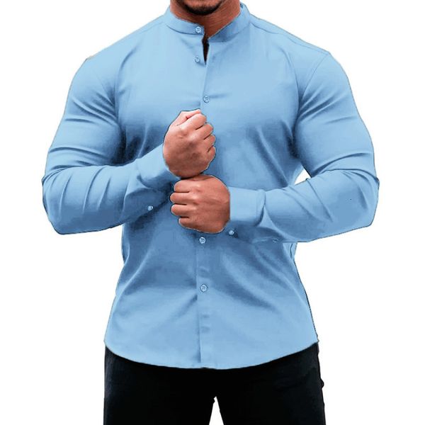 men's dress shirts solid color casual long sleeve shirt slim fit comfortable breathable stand collar 230628, White;black
men's dress shirts solid color casual long sleeve shirt slim fit comfortable breathable stand collar 230628, White;black
