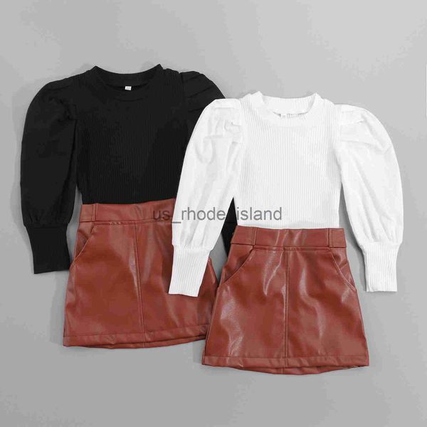 t-shirts 1-5y autumn fashion kids girls clothes sets 2pcs solid knit long puff sleeve sweater leather skirts x0628, Blue
t-shirts 1-5y autumn fashion kids girls clothes sets 2pcs solid knit long puff sleeve sweater leather skirts x0628, Blue