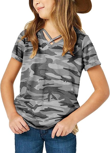 girls camouflage stripe short sleeve shirts v neck criss cross tees sweat kids casual sport, Blue
girls camouflage stripe short sleeve shirts v neck criss cross tees sweat kids casual sport, Blue