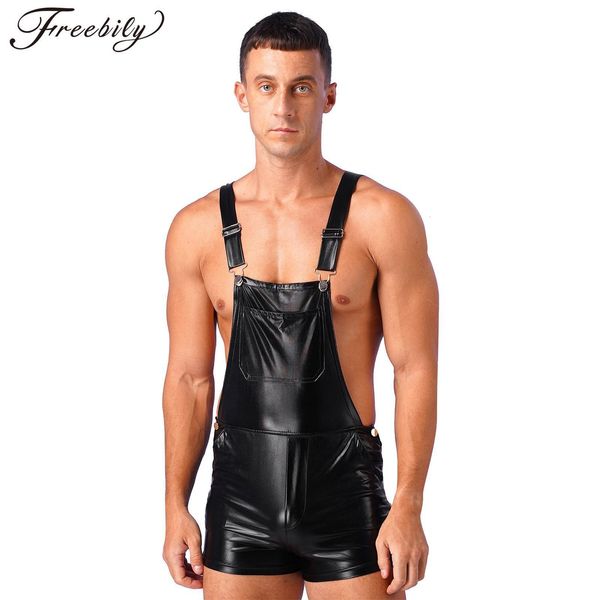 men's jeans mens fashion wet look overall shiny metallic adjustable straps suspender shorts for party club pole dance halloween festiva, Blue
men's jeans mens fashion wet look overall shiny metallic adjustable straps suspender shorts for party club pole dance halloween festiva, Blue