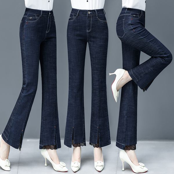 women's jeans retro bell-bottoms female black outer long korean version mid high waist slim autumn trousers, Blue
women's jeans retro bell-bottoms female black outer long korean version mid high waist slim autumn trousers, Blue