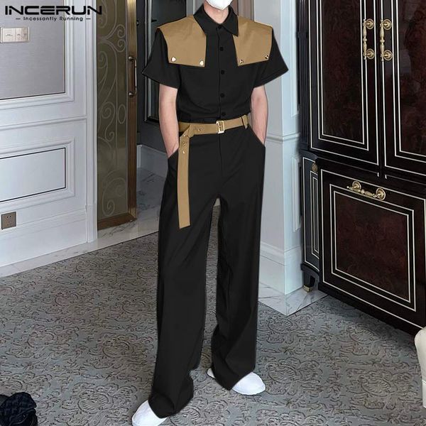 men's jeans incerun 2023 korean style shawl layered jumpsuits casual streetwear patchwork straight tube long sleeved rompers s5xl 23062, Blue
men's jeans incerun 2023 korean style shawl layered jumpsuits casual streetwear patchwork straight tube long sleeved rompers s5xl 23062, Blue
