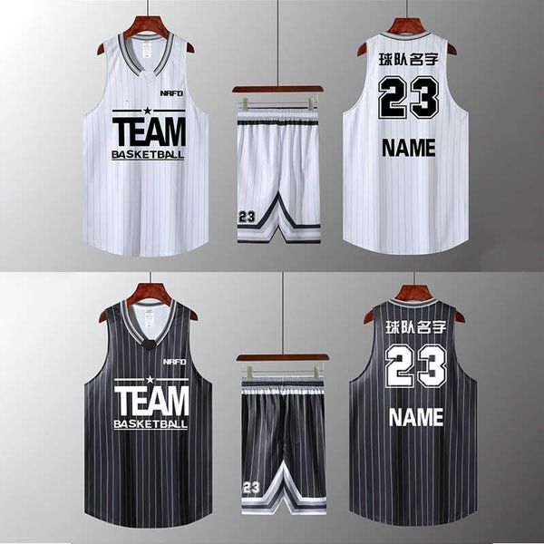 new striped american jersey team sport competition training clothes print number quick drying basketball uniform group purchase, Black;red
new striped american jersey team sport competition training clothes print number quick drying basketball uniform group purchase, Black;red