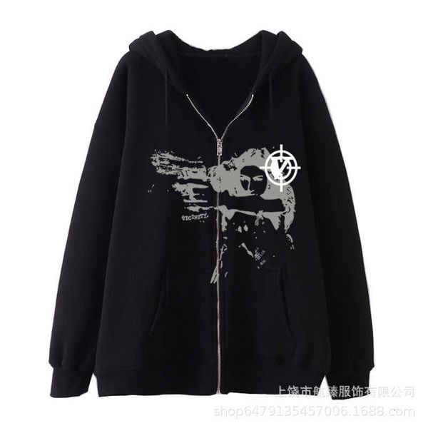 2023 women's shooter zipper sweater american cardigan casual trend hoodie sweatshirt long sleeve, Black
2023 women's shooter zipper sweater american cardigan casual trend hoodie sweatshirt long sleeve, Black