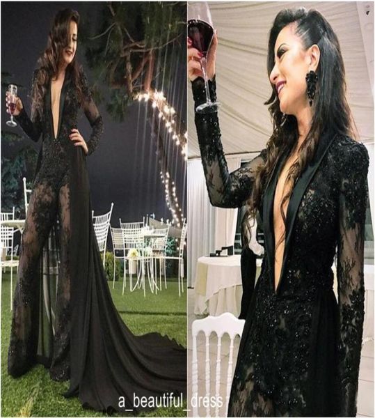 evening dress with detachable train jumpsuits deep v neck long sleeves lace appliqued formal party gowns custom made long prom dre4356673, Black;red
evening dress with detachable train jumpsuits deep v neck long sleeves lace appliqued formal party gowns custom made long prom dre4356673, Black;red