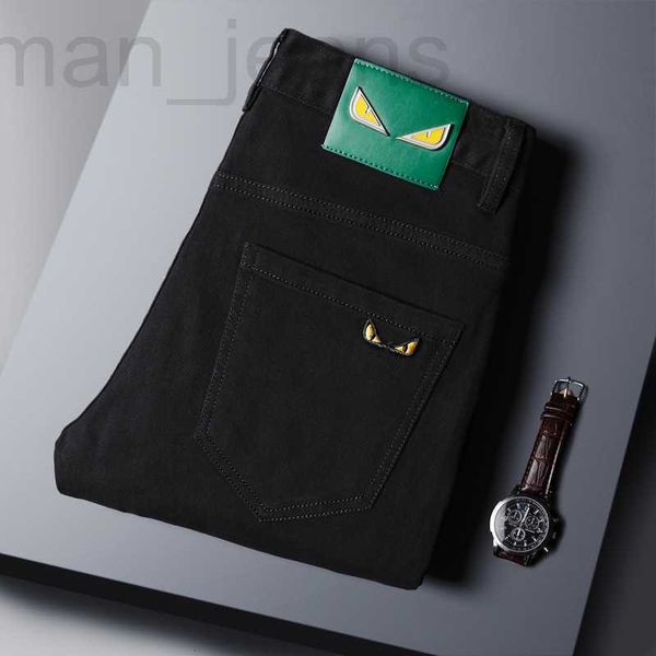 men's jeans designer high end european green label four season black jeans for young men's fashion trend, slim fitting small foot, Blue
men's jeans designer high end european green label four season black jeans for young men's fashion trend, slim fitting small foot, Blue