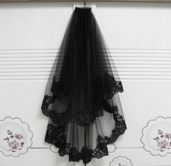 short wedding veils halloween decoration black with comb two layer lace appliques hair accessory mariage bride veils 65cm85cm 2018061908
short wedding veils halloween decoration black with comb two layer lace appliques hair accessory mariage bride veils 65cm85cm 2018061908