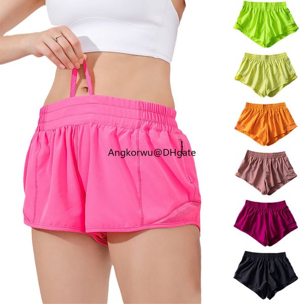 

l luxury 2.5-inch yoga shorts y women's low waist designer shorts gym sports pants running reflective stripe lining