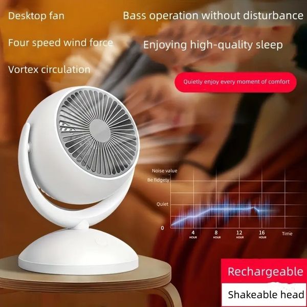 Image of Portable Fan, For Bedroom Fan, Cooling Fans, For Bedroom Large Fans,USB Shaking Head Air Circulation Fan, Portable Small Tabletop Fan