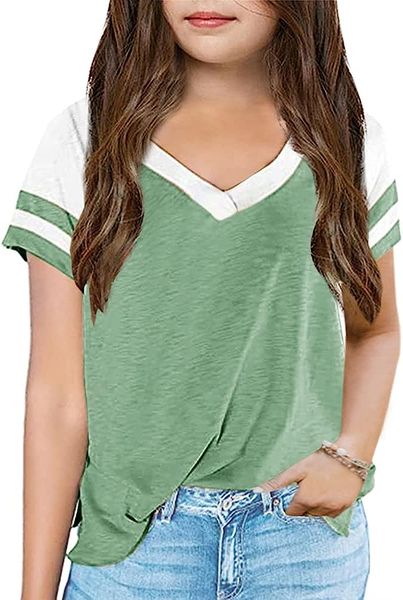 kids v neck short sleeve summer tshirts girls color block side split loose athletic tees, Blue
kids v neck short sleeve summer tshirts girls color block side split loose athletic tees, Blue