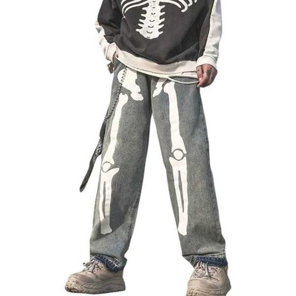 men high waist y2k skeleton print jeans baggy wide leg denim trousers goth harajuku straight pants jogging sweatpants streetwearixvl 2rxt9, Blue
men high waist y2k skeleton print jeans baggy wide leg denim trousers goth harajuku straight pants jogging sweatpants streetwearixvl 2rxt9, Blue