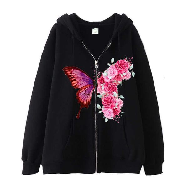 2023 new spicy butterfly zipper sweater trend oversize hoodie style cardigan coat, Black
2023 new spicy butterfly zipper sweater trend oversize hoodie style cardigan coat, Black