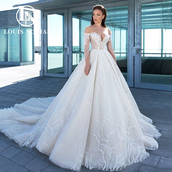 ball gown long sleeve wedding dress 2023 invisible neckline appliques backless illusion lace dress for bride vestidos de novia, White
ball gown long sleeve wedding dress 2023 invisible neckline appliques backless illusion lace dress for bride vestidos de novia, White