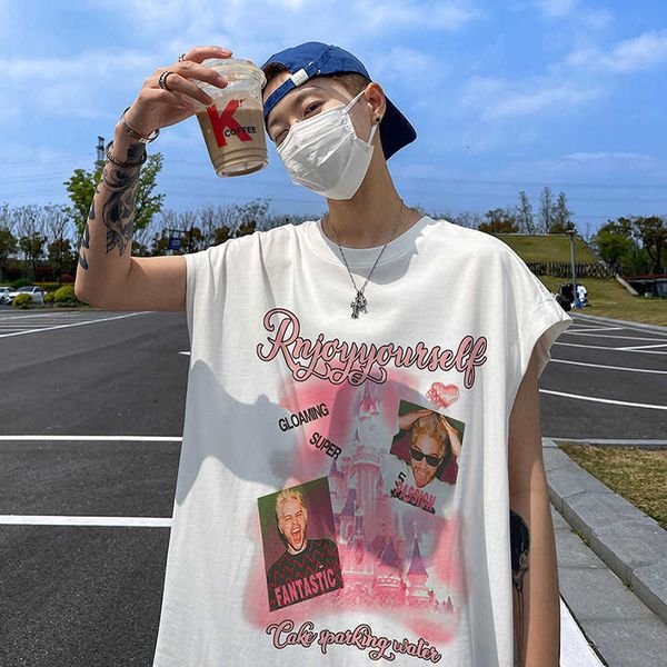 sleeved t-shirt short for men's summer hip-hop trendy brand sleeveless vest american loose fitting casual half sleeved t-shirt stussysi, White;black
sleeved t-shirt short for men's summer hip-hop trendy brand sleeveless vest american loose fitting casual half sleeved t-shirt stussysi, White;black