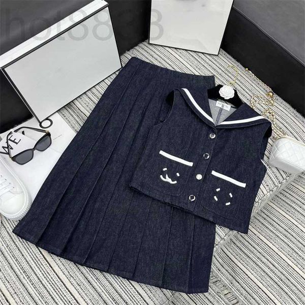 two piece dress designer summer new style fashion embroidery navy collar denim vest half skirt set for women yyaf, White
two piece dress designer summer new style fashion embroidery navy collar denim vest half skirt set for women yyaf, White