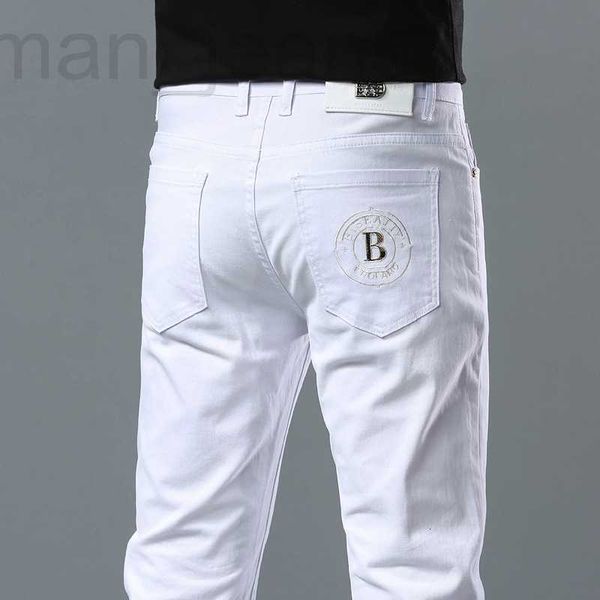 men's tracksuits designer light luxury brand white jeans, men's slim fitting small feet, elastic casual trend, versatile summer th, Gray
men's tracksuits designer light luxury brand white jeans, men's slim fitting small feet, elastic casual trend, versatile summer th, Gray