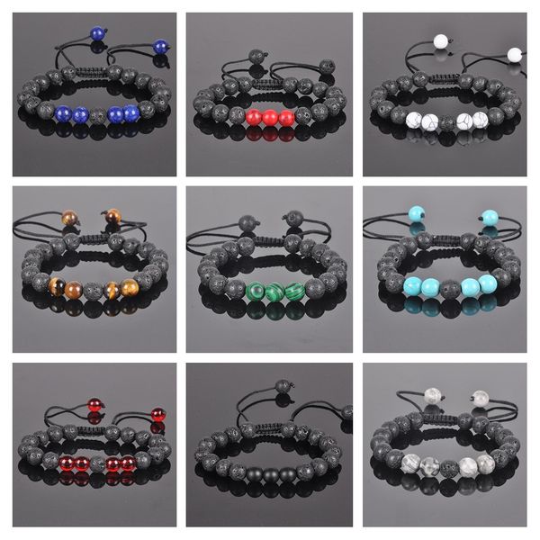 8mm natural lava stone tiger eye malachite beads bracelet adjustable braided men women yoga healing balance bracelet, Black
8mm natural lava stone tiger eye malachite beads bracelet adjustable braided men women yoga healing balance bracelet, Black