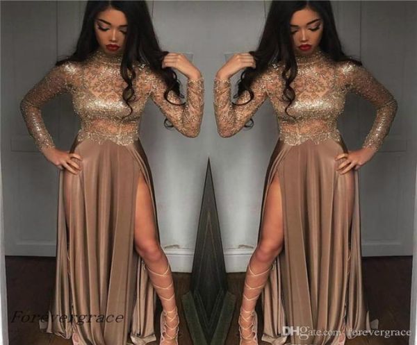 2019 vintage high collar long sleeves prom dress lace split formal holidays wear graduation evening party gown custom made p1296535, Black
2019 vintage high collar long sleeves prom dress lace split formal holidays wear graduation evening party gown custom made p1296535, Black