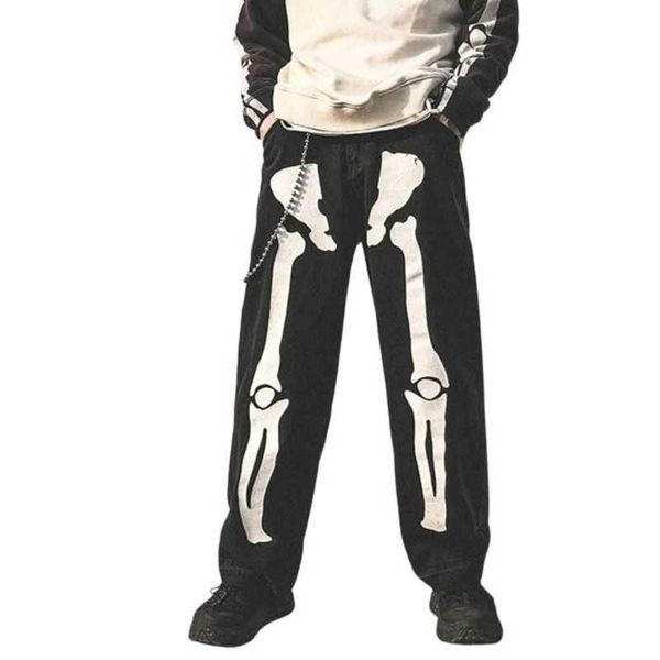 men high waist y2k skeleton print jeans baggy wide leg denim trousers goth harajuku straight pants jogging sweatpants streetwearixvl 186hx, Blue
men high waist y2k skeleton print jeans baggy wide leg denim trousers goth harajuku straight pants jogging sweatpants streetwearixvl 186hx, Blue