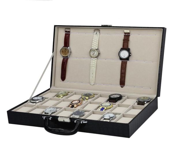 watch boxes cases 24 grid black alligator leather suitcase case display storage box bracket clock6252364, Black;blue
watch boxes cases 24 grid black alligator leather suitcase case display storage box bracket clock6252364, Black;blue