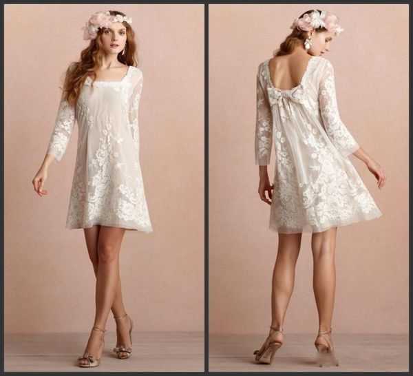 2019 new mini short wedding dresses square neckline long sleeves backless wedding dress appliqued lace beach bridal gowns 5529893495, White
2019 new mini short wedding dresses square neckline long sleeves backless wedding dress appliqued lace beach bridal gowns 5529893495, White