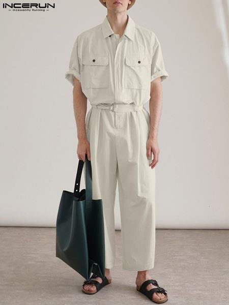 men's jeans incerun men cargo overalls solid lapel short sleeve multi pockets streetwear 2023 casual jumpsuits loose rompers with belt, Blue
men's jeans incerun men cargo overalls solid lapel short sleeve multi pockets streetwear 2023 casual jumpsuits loose rompers with belt, Blue